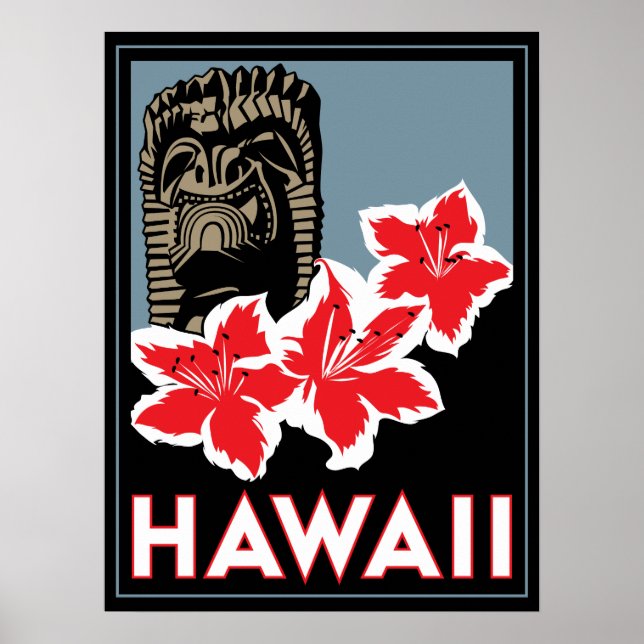 hawaii estados unidos poster de arte deco retro (Frente)