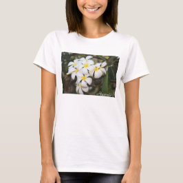 Hawaii, Plumeria, flores blancas en camiseta femen