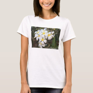 Hawaii, Plumeria, flores blancas en camiseta femen