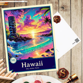 Hawaii | Postal con cubierta de estilo anime