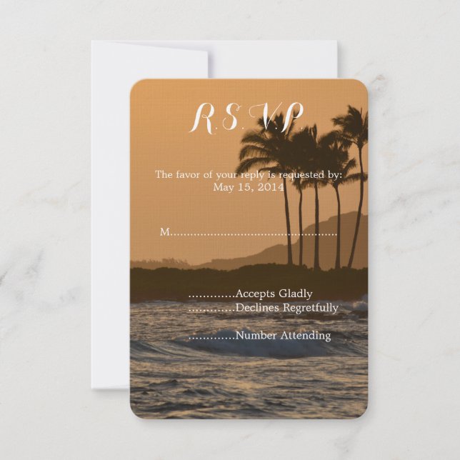 Hawaii Sunset Wedding RSVP (Anverso)