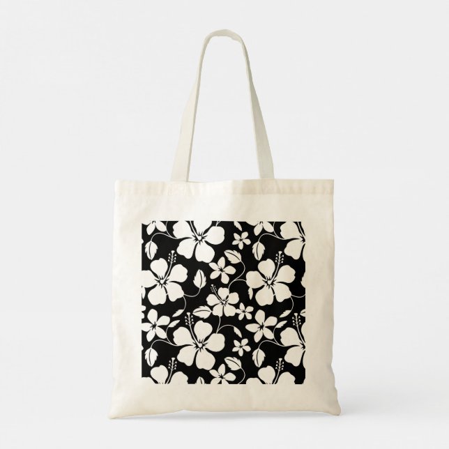 HAWAIIAN HULA (HIBISCO) BOLSA DE TOTE NEGRO (Reverso)