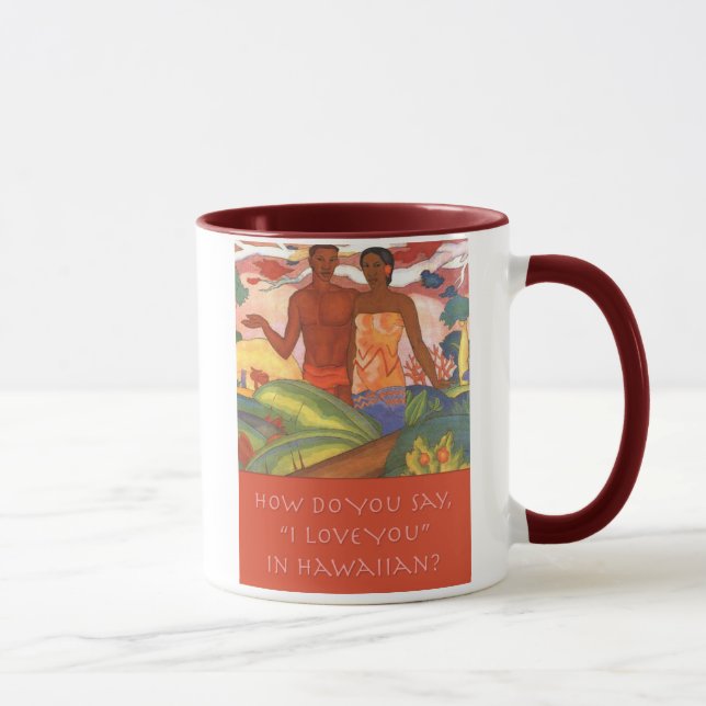Hawaiian "te amo" taza del el día de San Valentín (Derecha)