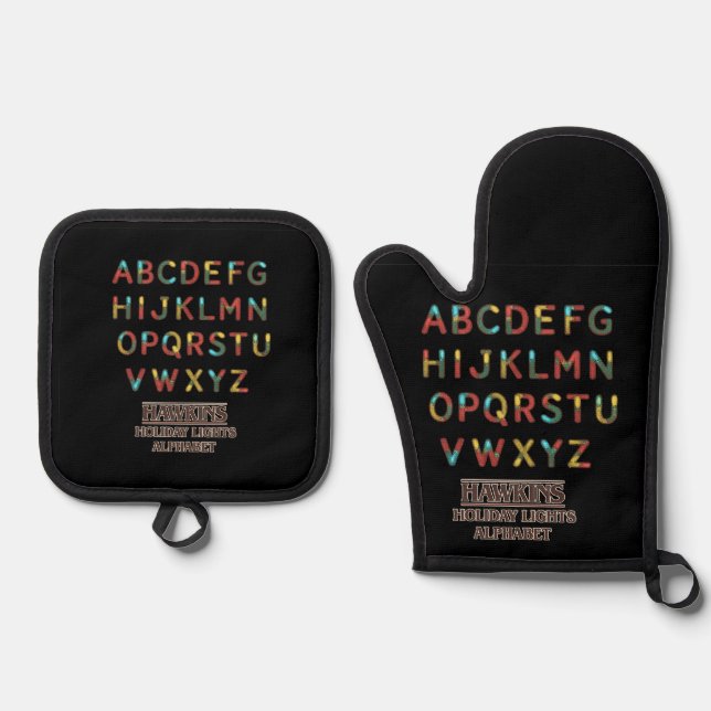 Hawkins Holiday Lights Alphabet Pot Holder Set (Anverso)