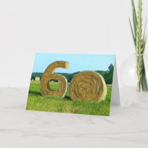 ¡Hay! ¡Feliz 60!" tarjeta de saludo con Hay Bales