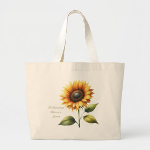 Hay una bolsa de tote de girasol grande de tempora