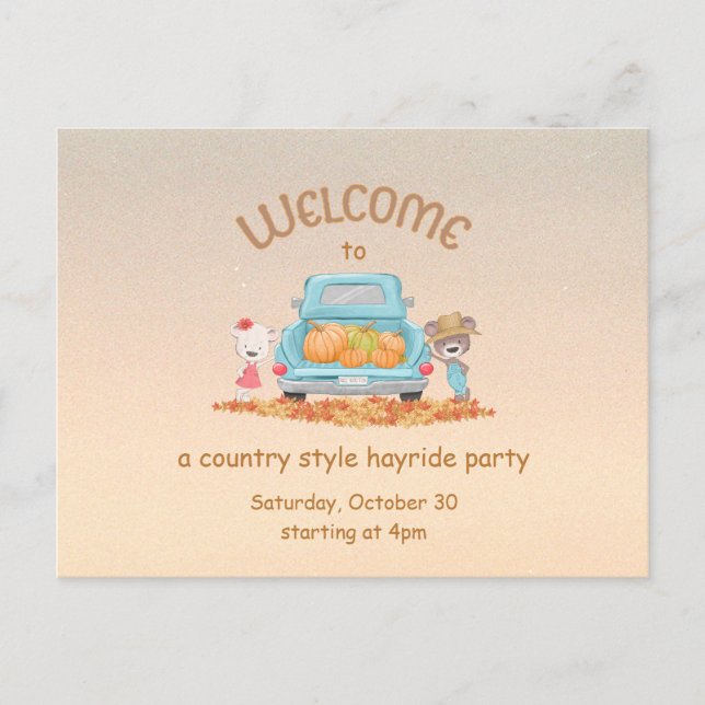 Hayride Country lleva la tarjeta postal de invitac (Anverso)