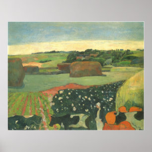 Haystacks en Bretaña de Paul Gauguin, arte del