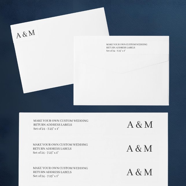 Haz tu propia dirección de devolución de boda pers (Make Your Own 24 x Custom Wedding Return Address Wrap Around Label
)