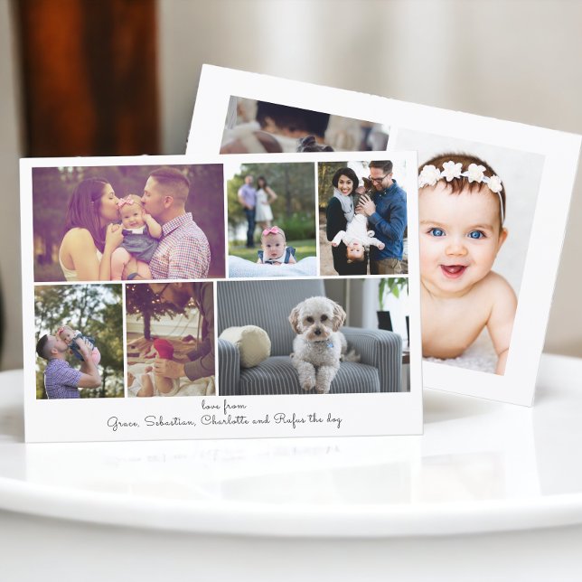 Haz tu propia tarjeta personalizada de Collage de  (Make Your Own Photo Collage Personalized Card from Ricaso. Also available to download. add photos)