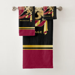 Haz tu propio escudo de armas rojo León de Oro
