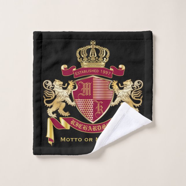 Haz tu propio escudo de armas rojo León de Oro (Toallita)