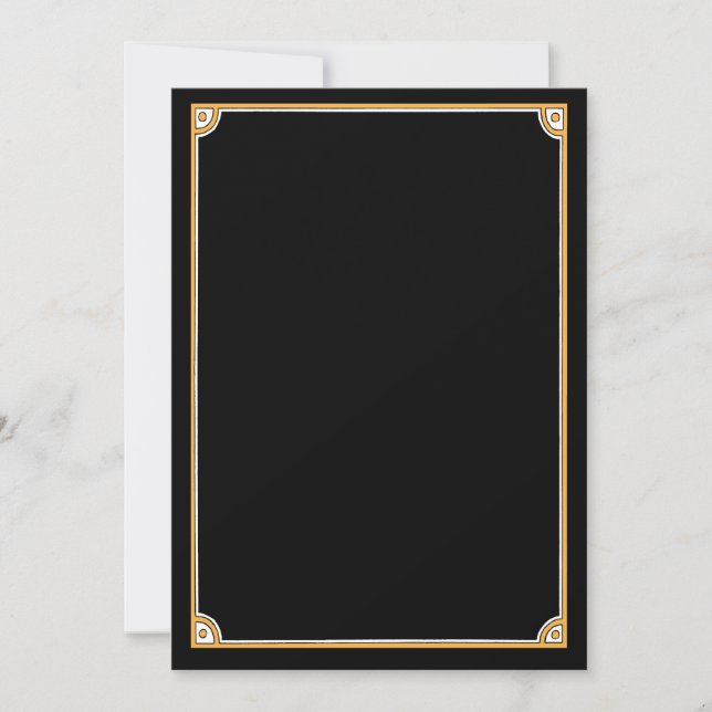 Haz tus propias invitaciones - Borde negro y dorad (Anverso)