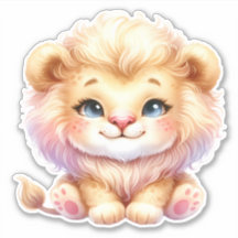 ¡Hazlo lindo! Pegatina de león de corte personaliz