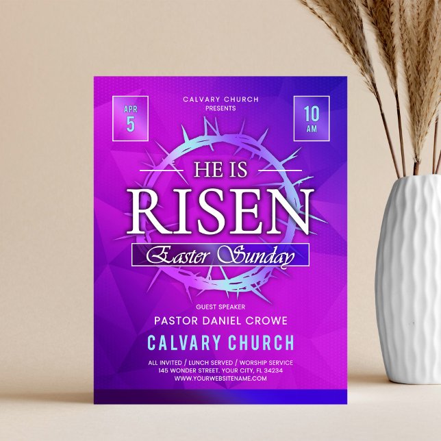 He Is Risen Easter Sunday Church Flyer (Subido por el creador)