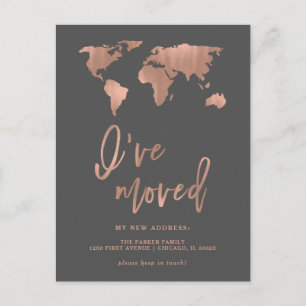He Movido Invitación   Faux Rosa Gold Map