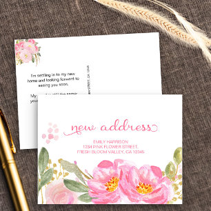 He Movido Tarjeta Postal Floral de Acuarela en Oro