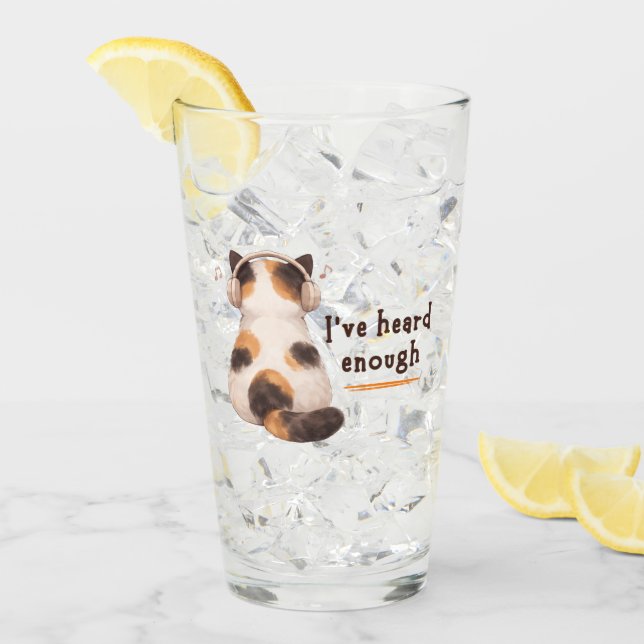 "He oído suficiente" Gato con auriculares (Anverso (hielo))