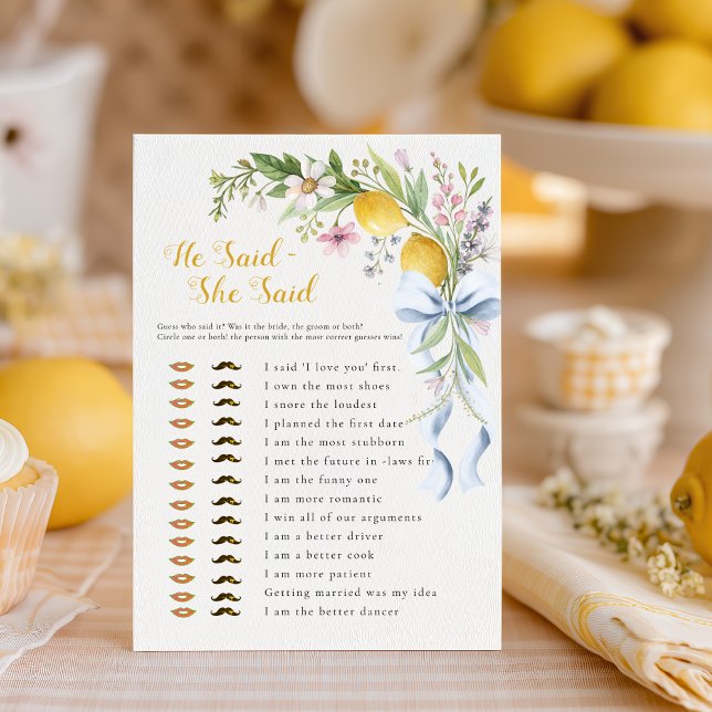 He Said She Said Bridal Shower Game | Main Squeeze (Subido por el creador)