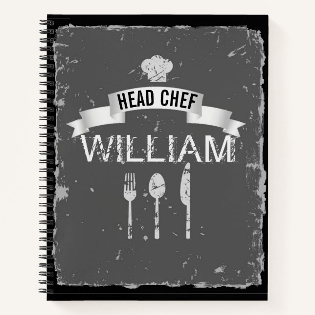 Head Chef: libro de recetas grises para hombres (Anverso)