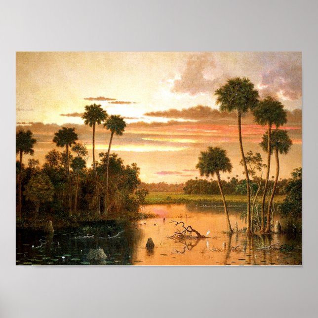 Heade - Gran Florida Sunset, pintura de arte fino (Frente)