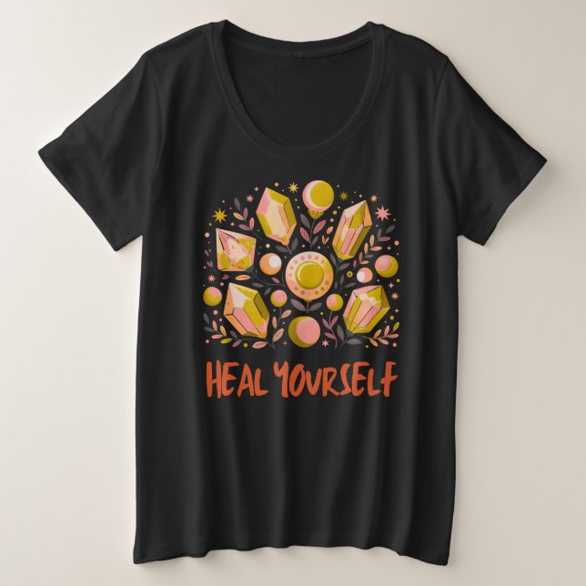 Heal Yourself Plus-Size Tee Celestial Crystal Top (Anverso del diseño)