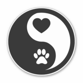 Heart and Paw Yin Yang Pegatina Decal