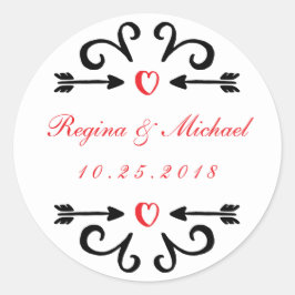 Heart Arrow Swirl Curl Boda Gracias Pegatina