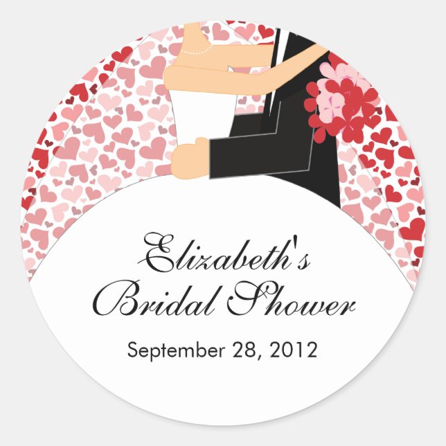 Heart Bride Groom Bridal Shower Pegatina Red Pin (Anverso)