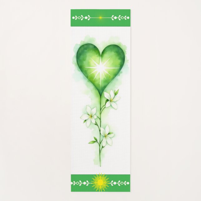 Heart Chakra Yoga Mat | Green Lotus for Healing (Anverso)