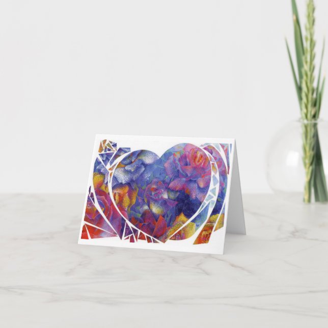 "Heart Garden" Tarjeta de nota doblada 4"x5.6" (Anverso)
