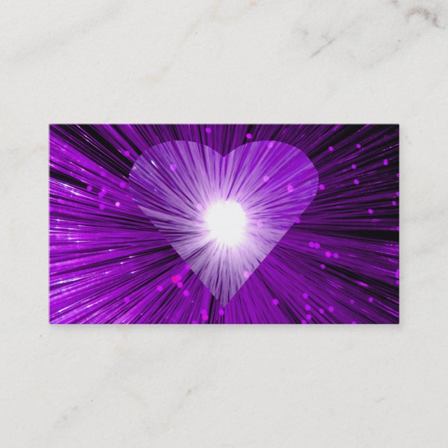 Heart Glow Purple tarjeta de negocios blanca (Anverso)