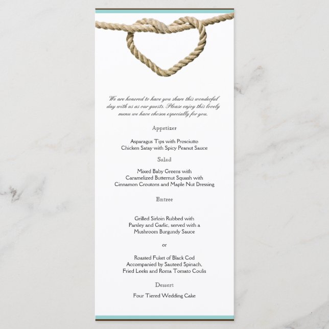 Heart Love Knot Western Boda Menu (Anverso)