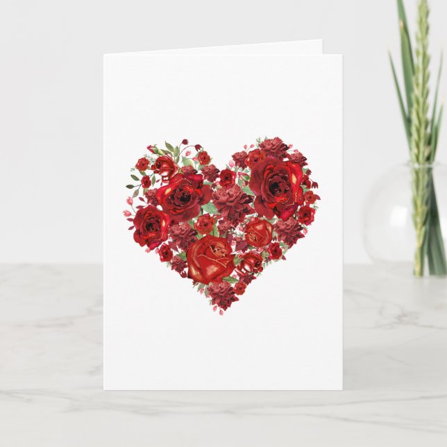 Heart of roses Tarjeta de agradecimiento plegada (Anverso)
