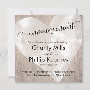 Heart on Wood pospuso la Invitación Boda