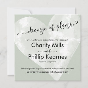 Heart Sage Green postergó el cambio Boda de planes