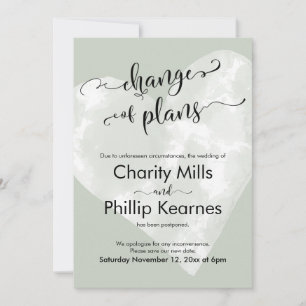 Heart Sage Green postergó el cambio Boda de planes