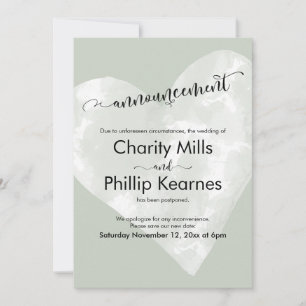 Heart Sage Green postergó Invitación Boda