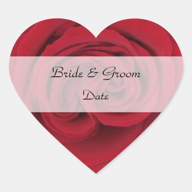 Heart Save the Date Pegatinas — Rosa Roja (Anverso)