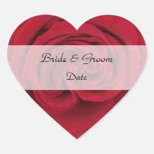 Heart Save the Date Pegatinas — Rosa Roja