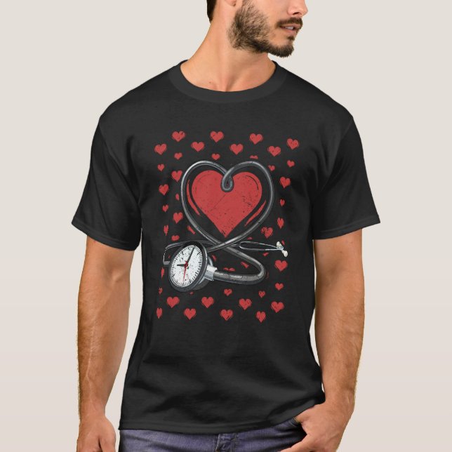 Heart Stethoscope Cute Love Scrub Top Valentines D (Anverso)