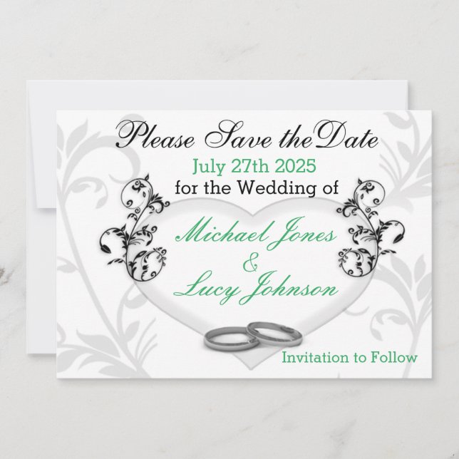 Heart & Vines Guarda La Tarjeta De Fecha (Anverso)