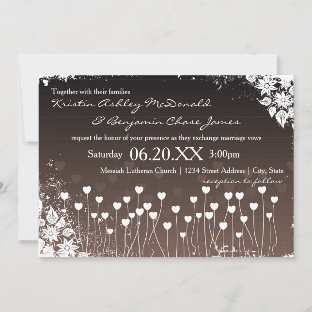 Hearts Bloom - Invitación de Boda (Anverso)