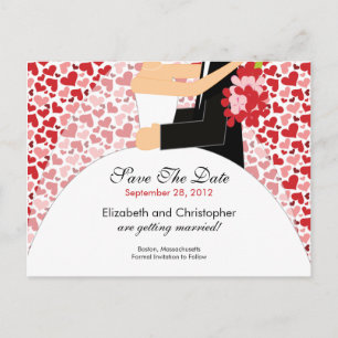Hearts Bride & Groom Guardar La Invitación De Fech