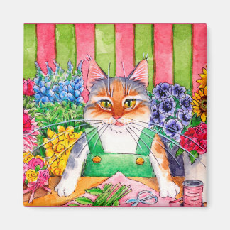 Heather's Flower Shop gatito lindo imán