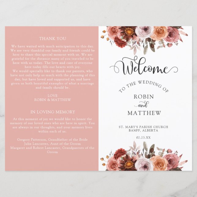 Heaven in Rosa, Programa de Bodas Florales (Anverso)