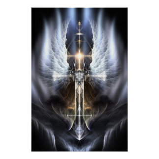 Heavenly Angel Wing Cross Perfect Poster