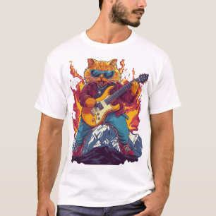 Heavy Meowtal – Camiseta Gráfica de Gato Rockero p