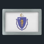 Hebilla de cinturón con bandera del estado de Mass<br><div class="desc">¡Muestra tu orgullo en Massachusetts con nuestra exclusiva hebilla de cinturón con la bandera de Massachusetts! Diseñado para combinar estilo con orgullo estatal, esta hebilla de cinturón es más que un accesorio; es un tributo al rico patrimonio e identidad cultural de Massachusetts. El diseño impactante muestra de manera destacada la...</div>