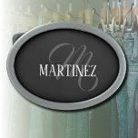 Hebilla De Cinturón Oval Apellido personalizado elegante negro | Nombre<br><div class="desc">Black Elegant Nombre Personalizado. Puede elegir agregar su nombre,  el nombre de un ser querido o un mensaje especial. Ya sea un regalo sincero para alguien querido o un regalo personal,  la elección es tuya.</div>
